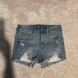 American Eagle Outfitters Light Blue Distressed Jean Shorts